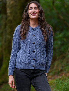L‎ad‎ie‎s Classic Heritage Aran Cardigan - Denim