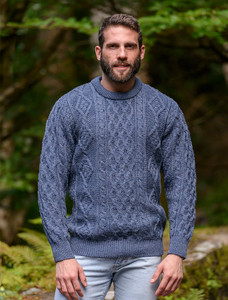 Aran Crew Neck Sweater - Caspian