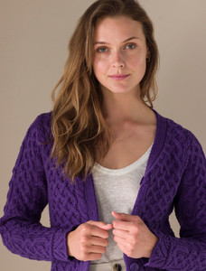 Aran A-Line Lace Cardigan - Violet