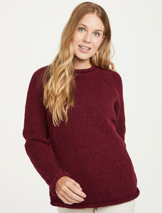 Ladies Roll Neck Wool Sweater - Winter Berry