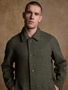 Sean Tweed Overcoat - Donegal Moss Herringbone