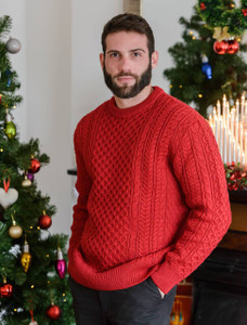 Merino Aran Sweater - Red