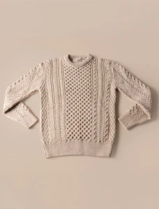 Ladies Merino Aran Sweater - Parsnip