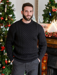 Merino Aran Sweater - Black