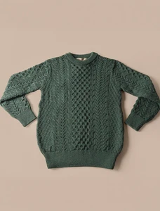 Merino Aran Sweater - Connemara Green