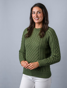 Ladies Crew Neck Raglan - Green Leaf