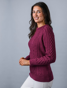 Ladies Crew Neck Raglan - Raspberry