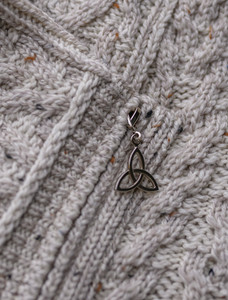 Herringbone Size Zip Cardigan - Oatmeal