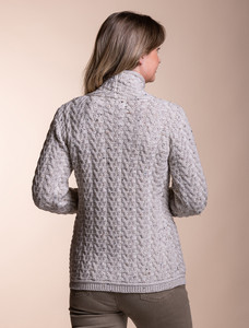 Herringbone Side Zip Cardigan - Oatmeal