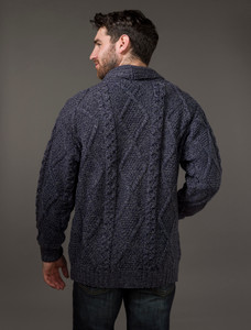 Men's Shawl Neck Cardigan - Cormorant Blue