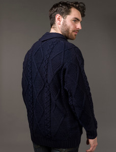 Men's Shawl Neck Cardigan - Merino Wool - Navy