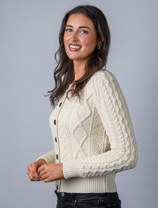 Aran Leaf Coat -  Natural White