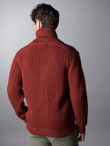 Merino Wool Ribbed Shawl Neck Cardigan -Sienna