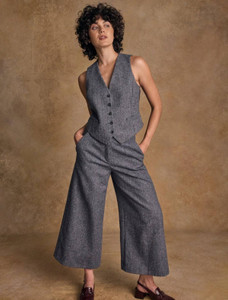 Enya Tweed Culottes  - Denim Herringbone