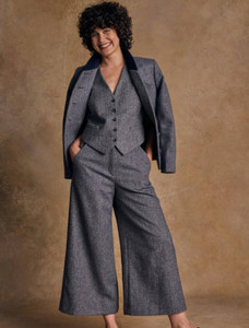 Enya Tweed Culottes  - Denim Herringbone