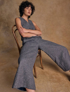 Enya Tweed Culottes  - Denim Herringbone