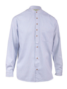 Heavyweight Grandfather Shirt - Blue Pin Stripe