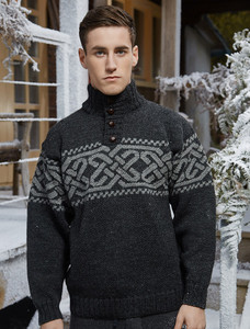 Celtic Troyer Sweater - Charcoal/Grey 