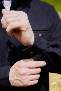 Flannel Grandfather Shirt - Navy Melange Twill