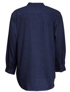 Ladies Flannel Grandfather Shirt - Navy Melange Twill