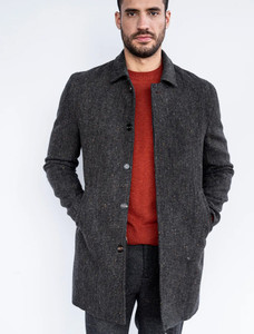 Men's Brown Hopsack City Coat