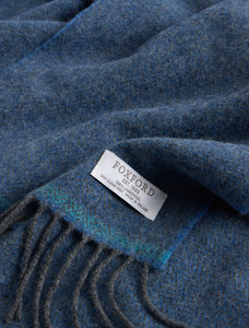 Lambswool Scarf - Cornish Blue Check