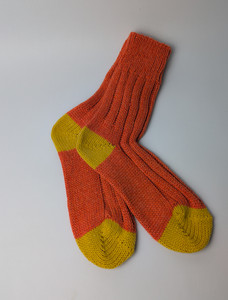 Knitted Tip Socks Orange & Yellow