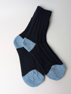Knitted Tip Socks Navy & Light Blue