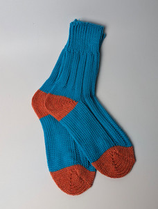 Knitted Tip Socks Tiffany Blue & Orange