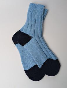 Knitted Tip Socks Light Blue & Navy