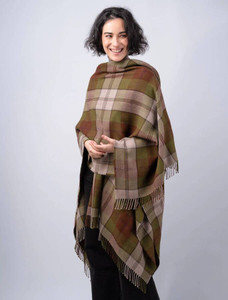 Women's Lambswool Brat Shawl - Moss