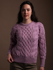 Ladies Supersoft Merino Cable Sweater - Winter Rose