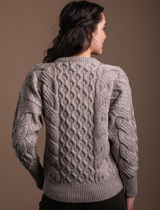 Ladies Supersoft Merino Cable Sweater - Toasted Oat