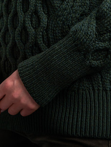 Ladies Supersoft Merino Cable Sweater - Seaweed Green