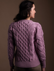 Ladies Supersoft Merino Cable Sweater - Winter Rose