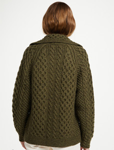 Honey Comb Handknit Cardigan - Moss Green