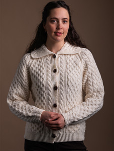 Honeycomb Handknit Cardigan - Natural White