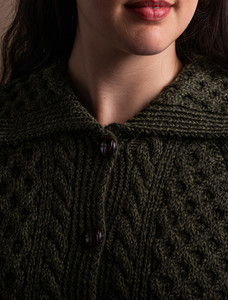 Honey Comb Handknit Cardigan - Moss Green