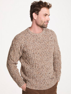 Donegal Aran Crew Sweater - Light Honey