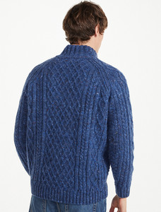 Donegal Aran Troyer Half-Zip Sweater - Denim