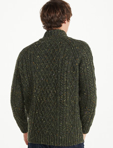 Donegal Aran Troyer Half-Zip Sweater - Green