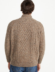 Donegal Aran Troyer Half-Zip Sweater - Light Honey