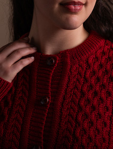 Merino Cable Knit Lumber Cardigan - Red
