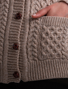Merino Cable Knit Lumber Cardigan - Oatmeal