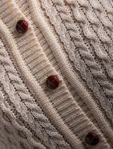 Merino Cable Knit Lumber Cardigan - Natural White