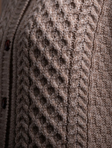 Merino Cable Knit Lumber Cardigan - Oatmeal