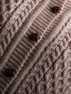 Merino Cable Knit Lumber Cardigan - Oatmeal
