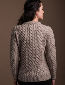 Merino Cable Knit Lumber Cardigan - Oatmeal