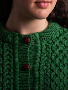 Merino Cable Knit Lumber Cardigan - Kiwi