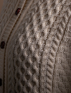 Merino Cable Knit Lumber Cardigan - Natural White
